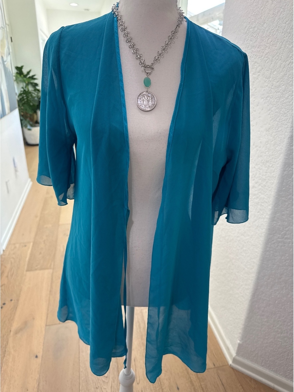 Viscose Teal Blue Chemise Nightwear Size Small